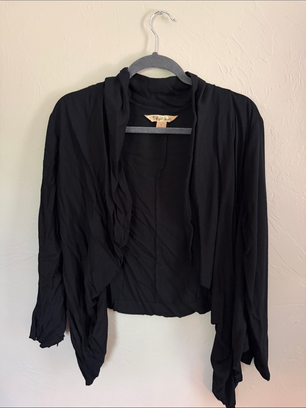 April Cornell Black Draped Open Front Jacket